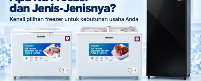 Jenis freezer Frigigate: box freezer, display freezer kaca, dan standing freezer untuk kebutuhan usaha.